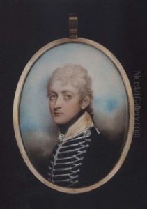 Portrait Of A Young Officer, His Powdered Hair En Queue, Wearing Blue Coat With Buff-coloured Collar, Black Stock And Frilled White Cravat