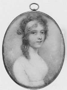 A Lady In White Dress With Matching Bandeau In Her Curled Hair