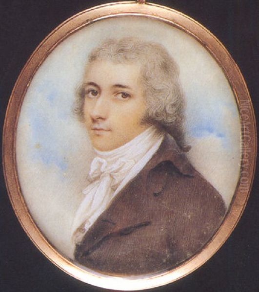 A Gentleman, In Brown Coat, White Waistcoat And Tied Cravat - view 1