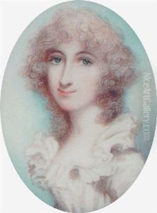 A Fine Portrait Of A Young Lady, With Powdered Hair, Wearing A Decollete White Dress With Frilled Collar