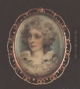 A Young Lady, With Powdered Hair Wearing A Dress With Ruff Collar by Andrew Plimer