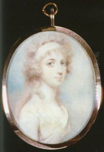 A Lady, In White Dress, A Matching Bandeau In Her Hair