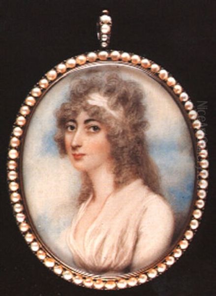 A Fine Portrait Of A Lady Wearing White Dress - view 1