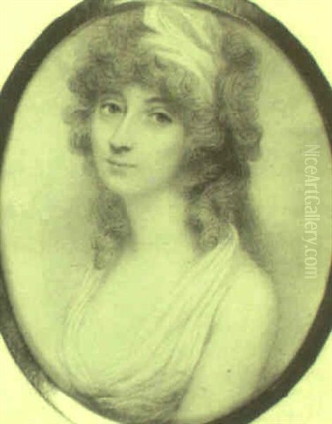 Portrait Of A Lady In Decollet, White Dress - view 1