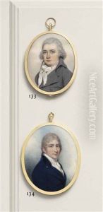 A Gentleman, In Mole-coloured Coat, Red And White Striped Waistcoat And Tied Cravat, Powdered Hair by Nathaniel Plimer