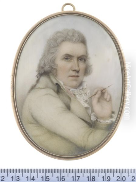 A Rare Self-portrait Of The Artist, Wearing Pale Yellow Coat, White Waistcoat, Frilled Chemise, Stock And Cravat, His Powdered Hair Tied With A Black Ribbon Bow - view 1