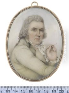 A Rare Self-portrait Of The Artist, Wearing Pale Yellow Coat, White Waistcoat, Frilled Chemise, Stock And Cravat, His Powdered Hair Tied With A Black Ribbon Bow by Nathaniel Plimer