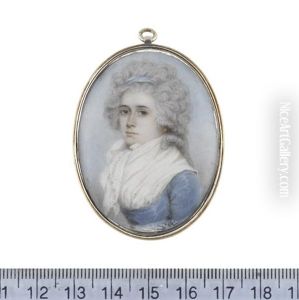 Mary Ann Chantrey, Wearing Blue Dress With White Fichu And Lace Trimmed Scarf, Her Powdered Hair Dressed With A Blue Ribbon