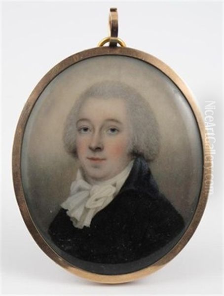 A Gentleman In A Dark Blue Coat And A White Stock - view 1