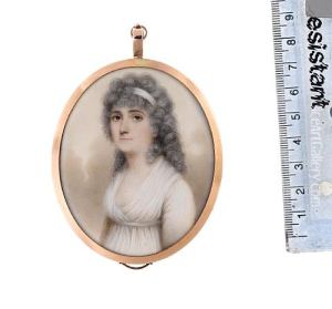 Lady Hester Ashley, Wearing White Dress, Gold Pendent Earrings, A White Bandeau In Her Powdered Hair