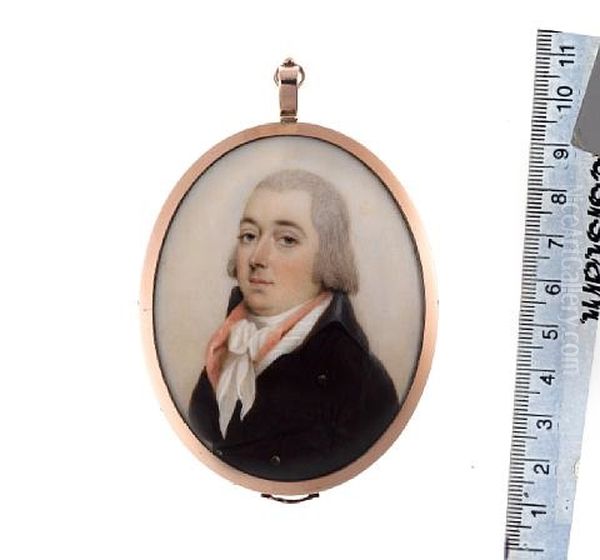 Sir Edward Astley Wearing Brown Double Breasted Coat With Black Collar, White Waistcoat, Stock And Tie, Pink Solitaire, Powdered Hair - view 1