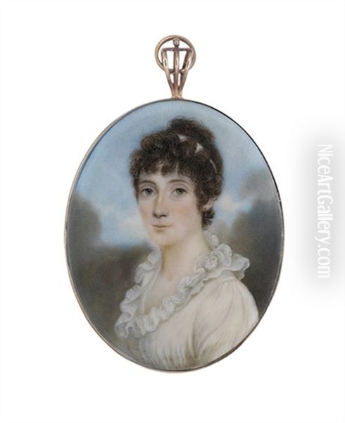 Mrs. Anne Green In White Dress With Lace-bordered Fichu - view 1