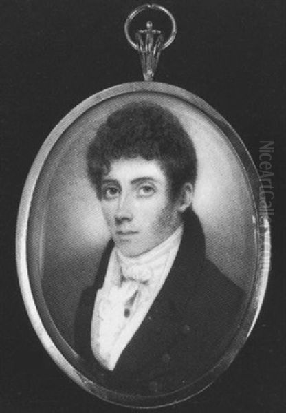 A Gentleman, Wearing Black Coat, White Waistcoat, Tied Stock And Cravat With Stickpin - view 1