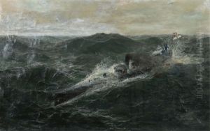 Torpedoboot Im Sturm by Hermann Christian Plock