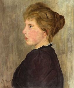 Portrait Einer Jungen Dame Im Profil Nach Links by Hermann Christian Plock