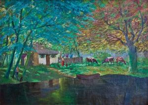 Sommerliche Waldlandschaft Mit See Sommerliche Waldlandschaft Mit See