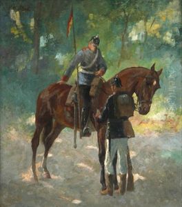 Kavalerist Und Infanterist Im Wald