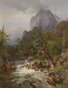 Waldpartie Mit Dem Hintersee In Baiern by Anna (Baar-Plommer) Plommer