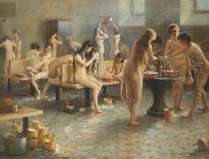 In The Bath House by Vladimir Alexandrowitsch Plotnikoff