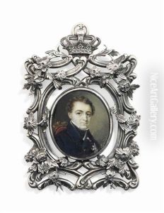 Christian Viii (1786-1848), King Of Denmark, Seated On A Red Upholstered Chair, In Blue Coat, Wearing Orders Including The Breast-star Of The Order Of The Elephant