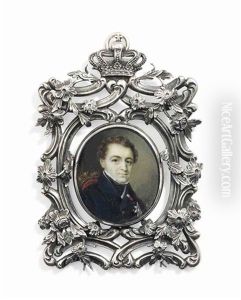 Christian Viii (1786-1848), King Of Denmark, Seated On Red Upholstered Chair, In Blue Coat, Wearing Orders Including The Breast-star Of The Order Of The Elephant