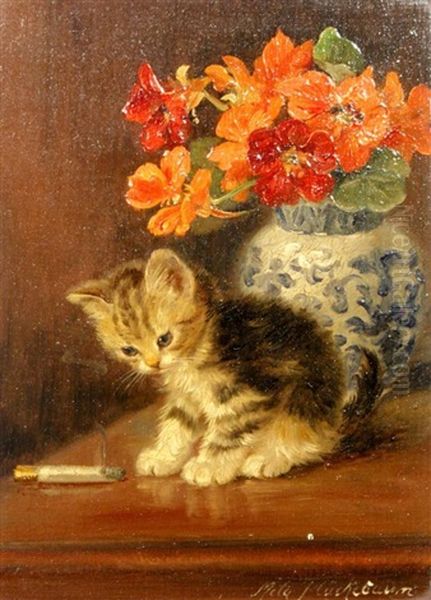 Kitten In Front Of A Flower Vase - view 1