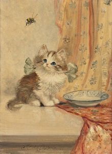 Katzchen Beobachtet Eine Hummel by Meta Plueckebaum