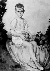 Portraet Eines Knaben Vor Landschaftshintergrund by Meta Plueckebaum