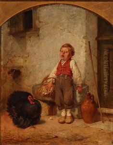 A Boy Is Frightened By A Turkey A Boy Is Frightened By A Turkey