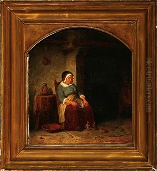 Kitchen Interior With A Sleeping Woman - view 1