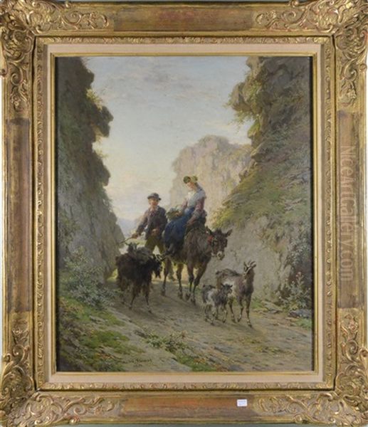 Paysage De Montagne Avec Couple De Bergers - view 1