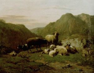 Landschap Met Schapen En Geiten by Andre Plumot