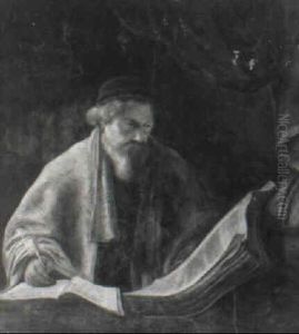 A Scholar In An Interior by Karel van der Pluym