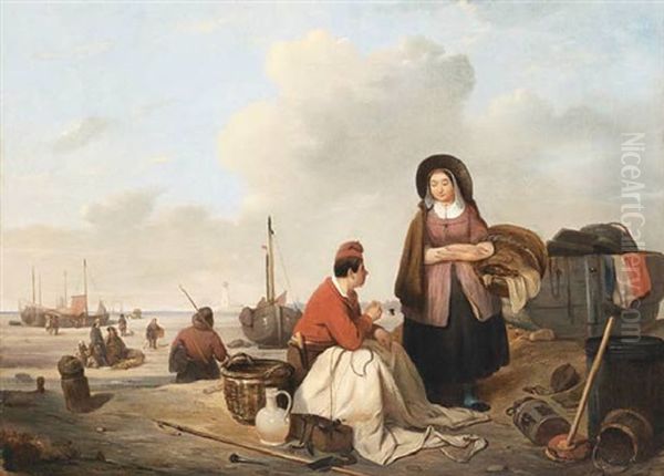 Fisherfolk On The Beach - view 1