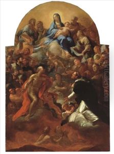 The Virgin And Child With Saints Januarius, Lucy, Jerome, Dominic And Other Saints Interceding For Souls In Purgatory by Giacomo del Po