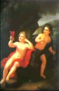 Bacchusknabe Und Amor by Traugott Lebrecht Pochmann