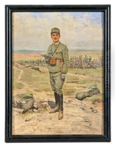 Osterreichischer Feldwebel, Im Hintergrund Soldaten Bei Der Rast by Alexander Pock