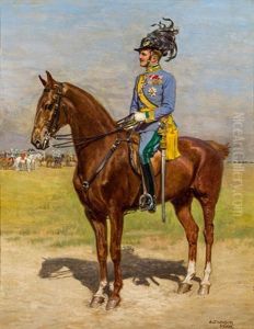 Reiterbild Eines Kaiserjager-majors En Parade (portrat Des Dr. Alfred Freiherr Von Fries-skene, K.k. Statthalter In Triest)