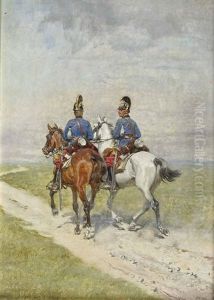 Zwei Kurassiere Zu Pferd