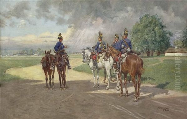 Berittene Der K. U. K. Armee Beobachten Ein Gewitter - view 1