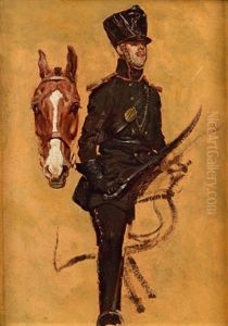 Befreiungssoldat Und Pferdekopf (+ Sketch, Verso) by Alexander Pock