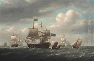 A Squadron Of The Blue Heading Down The Channel Off The Downs by Nicholas Pocock
