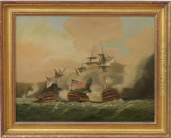The H.m.s. Brunswick Capturing The Vengeur; And The Achille Under The Command Of Lord Howe (2 Works) - view 1
