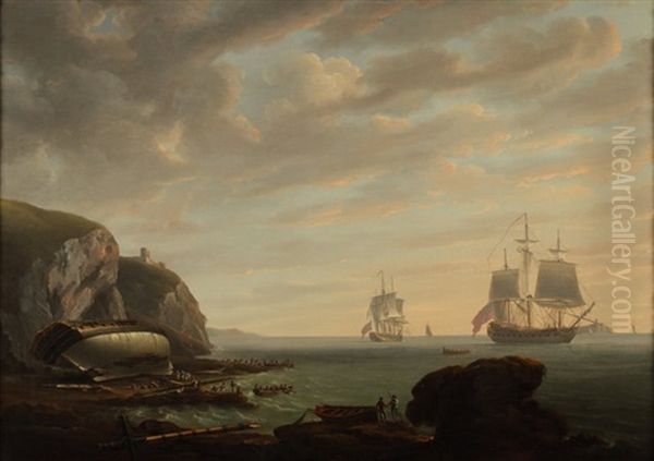 Le Naufrage Du Hms "crocodile", De La Royal Navy, En Mai 1784, Sur La Cote De Prawle Point (angleterre, Au Sud De Devon) - view 1