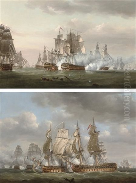 H.m.s. Tonnant Engaging The Spanish Monarca (+ H.m.s. Tonnant Accepting Monarca's Surrender; Pair) - view 1