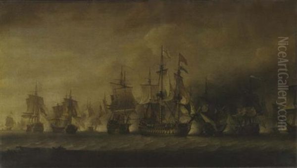 Admiral Rodney's Flagship "formidable" Raking The Enemy With A Port Broadside Early On In The Battle Of The Saintes, 12th April 1782 - view 1