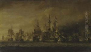 Admiral Rodney's Flagship "formidable" Raking The Enemy With A Port Broadside Early On In The Battle Of The Saintes, 12th April 1782 by Nicholas Pocock