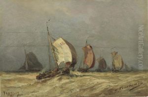 Sailboats On A Stormy Sea by Aleksei Petrovich Bogolyubov