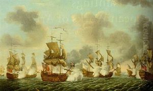 The Battle Of Ushant, July 27th, 1779 by Nicholas Pocock