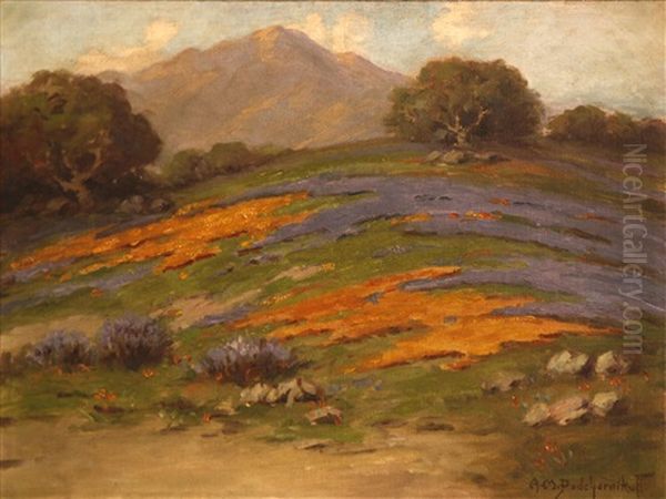 Wildflowers On A Hill With Mount Tamalpais Beyond - view 1